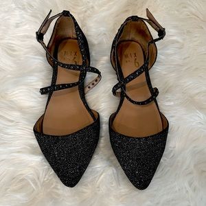 Glittery, Studded Black Pointy Flats